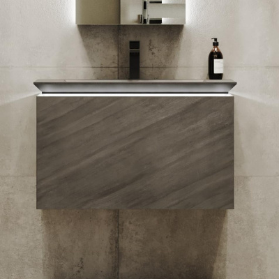 Тумба Incline бетон в HPL пластике под раковину из архитектурного бетона