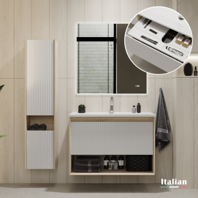 Комплект мебели Тоссони 90 подвесной Сонома светлая/Белый