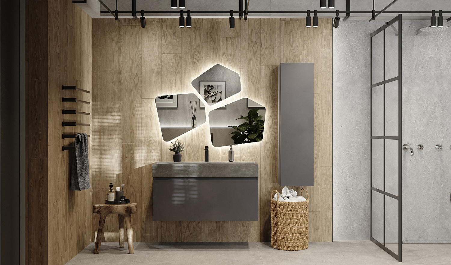 Тумба Фацет 100 подвесная, антрацит