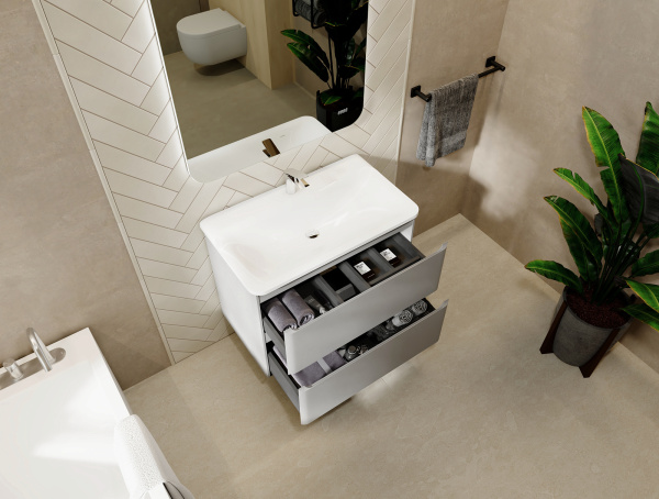 Тума Вельто  60 с 2 ящ. подвесная светло-серая