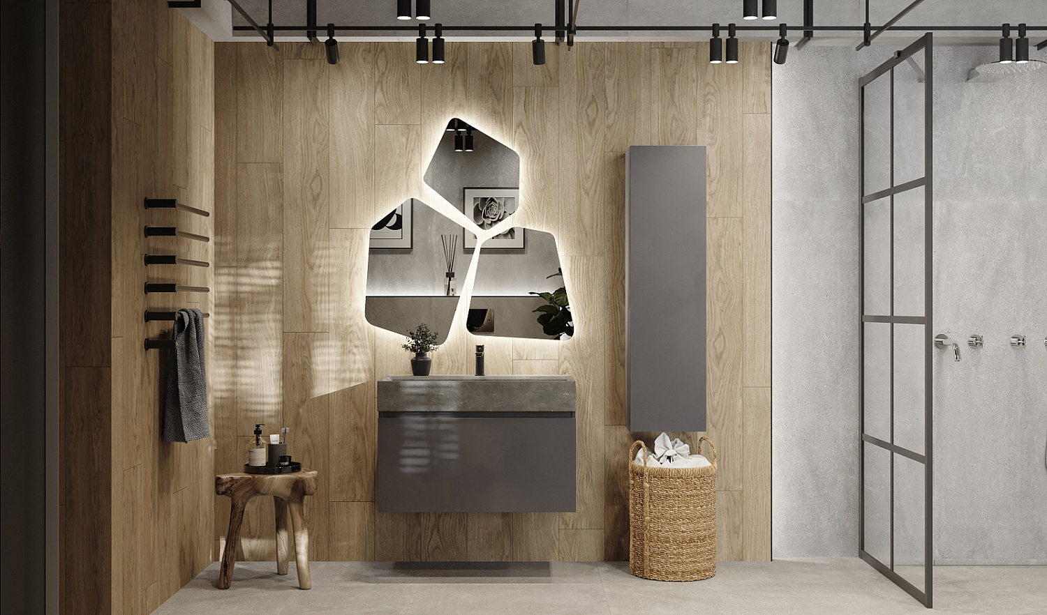 Тумба Фацет 80 подвесная, антрацит