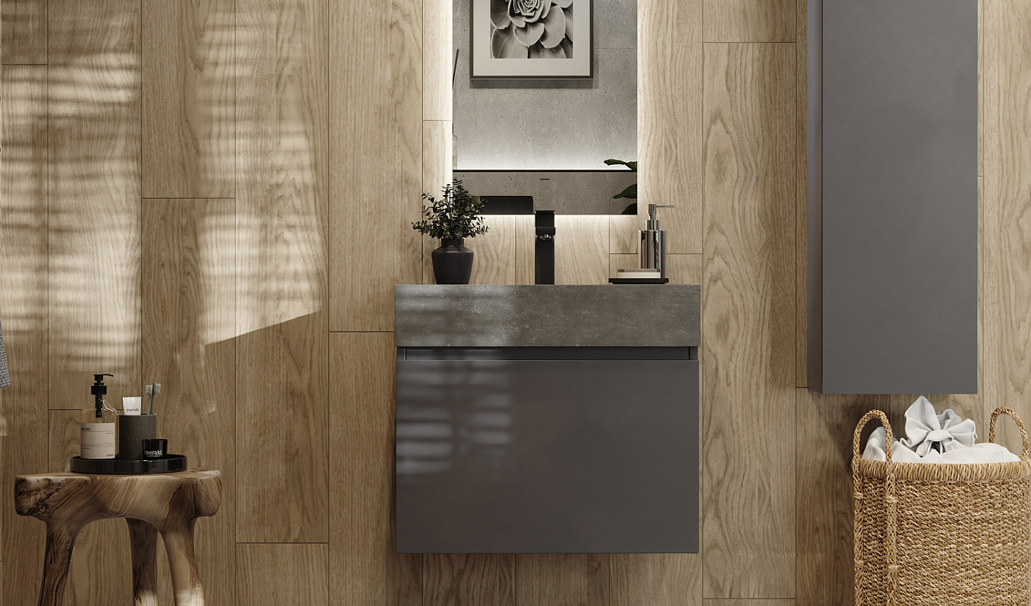 Тумба Фацет 60 подвесная, антрацит