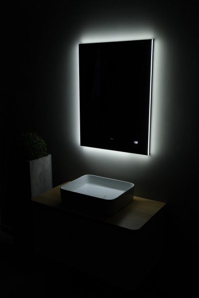 Зеркало Квадри 80 с подсветкой и часами