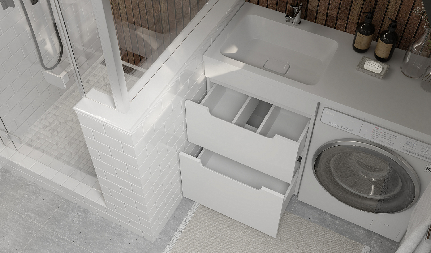 Тумба под стиральную машину Фортео 120, напольная левая