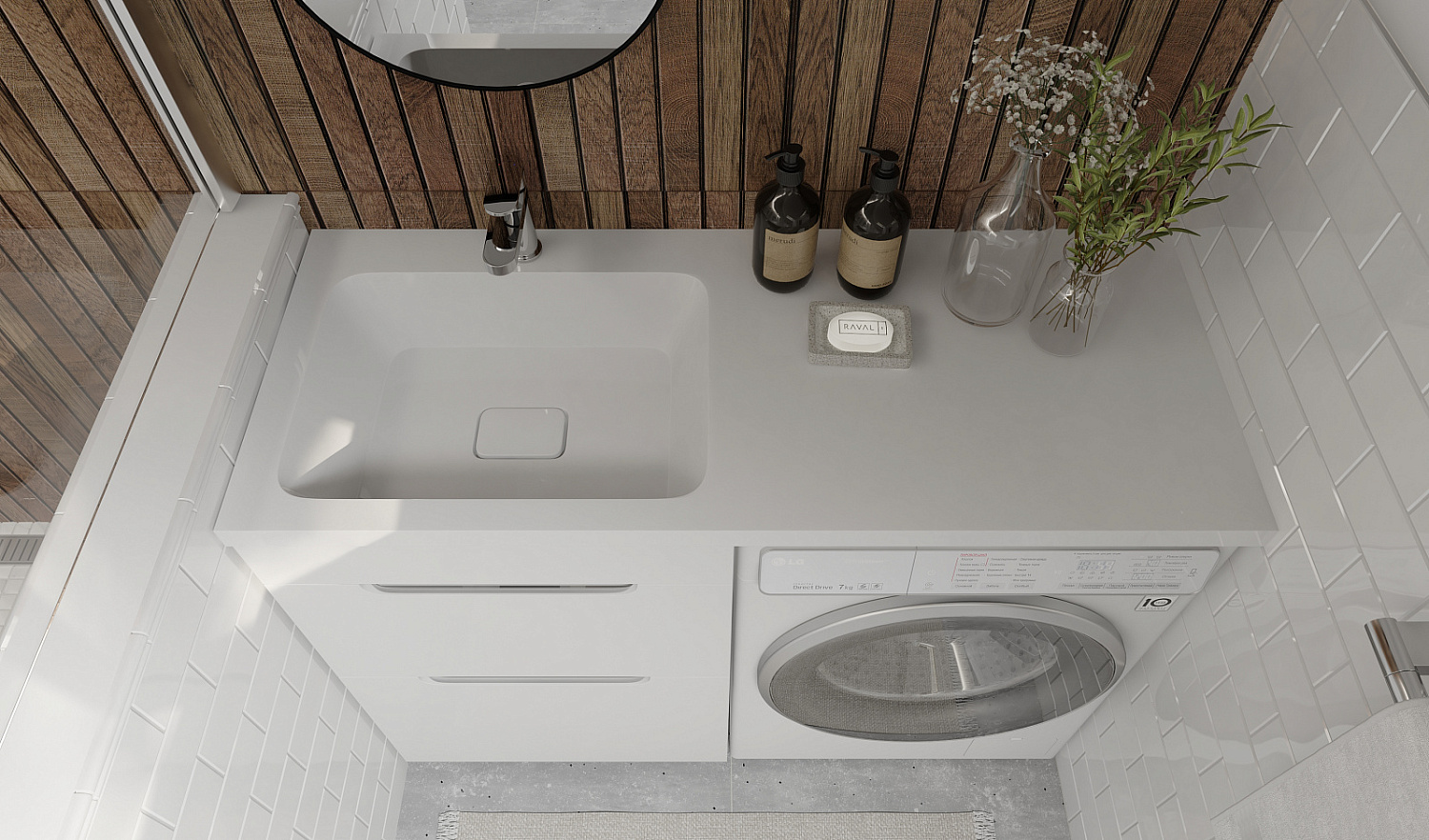 Тумба под стиральную машину Фортео 120, напольная левая