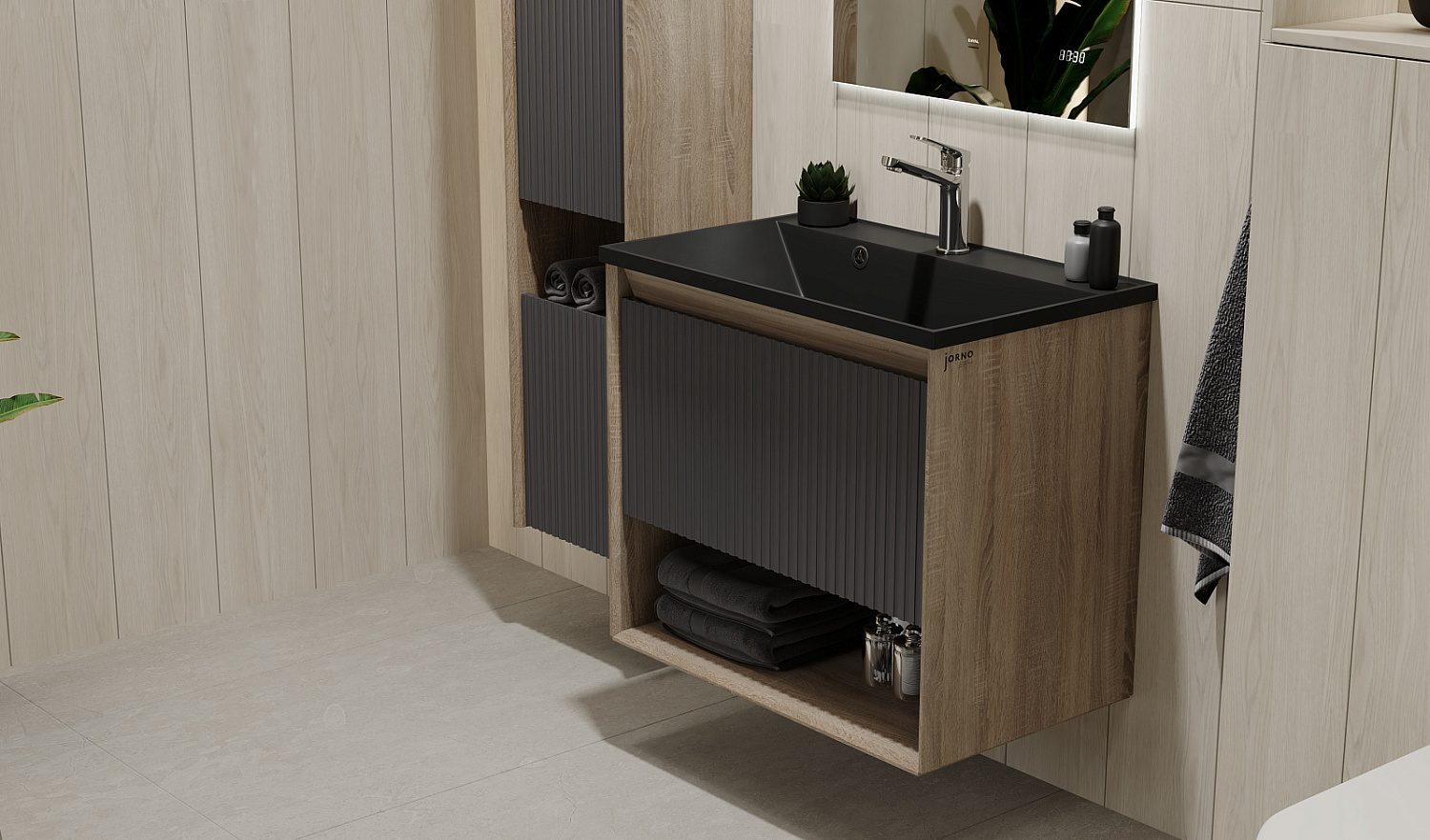 Комплект мебели Тоссони 70 подвесной Дуб Самдал/Антрацит