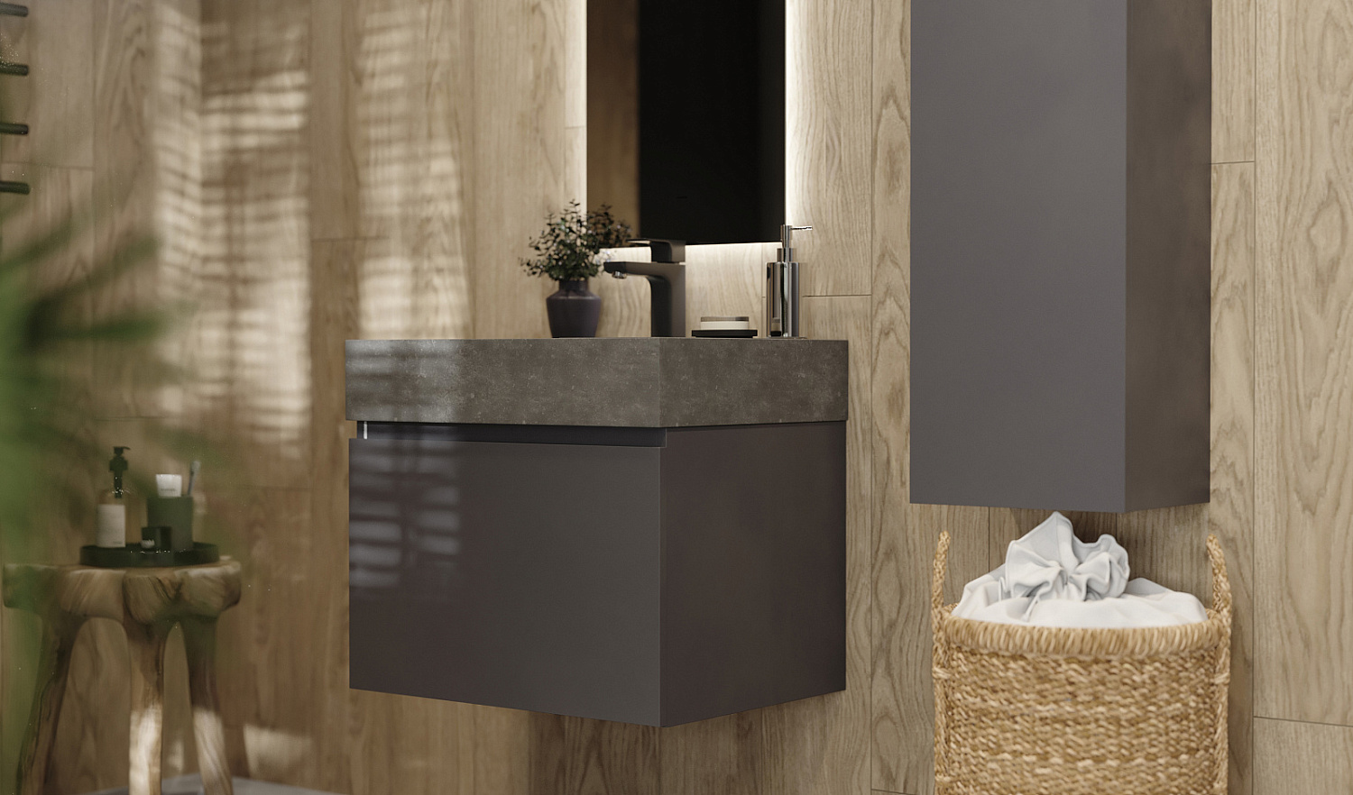 Тумба Фацет 60 подвесная, антрацит