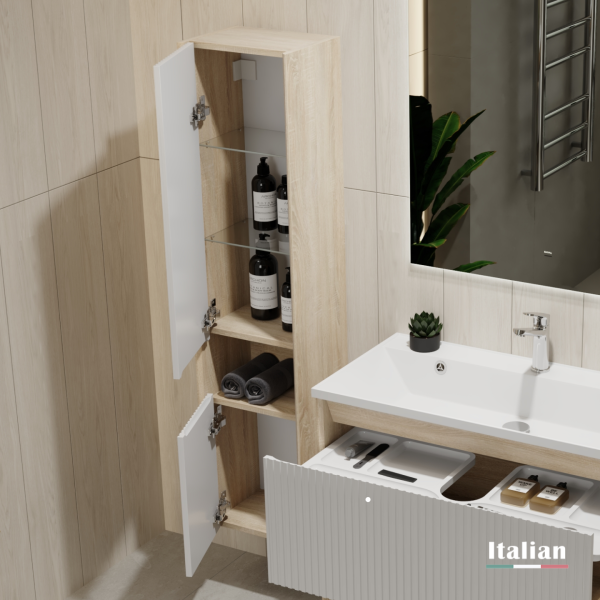 Пенал Тоссони 140 подвесной Сонома светлая/Белый