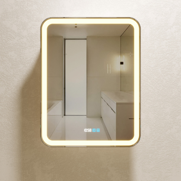 Зеркало-шкаф Правый Ленора Белый 60х80 Сенсор 3-6К Часы Антипар