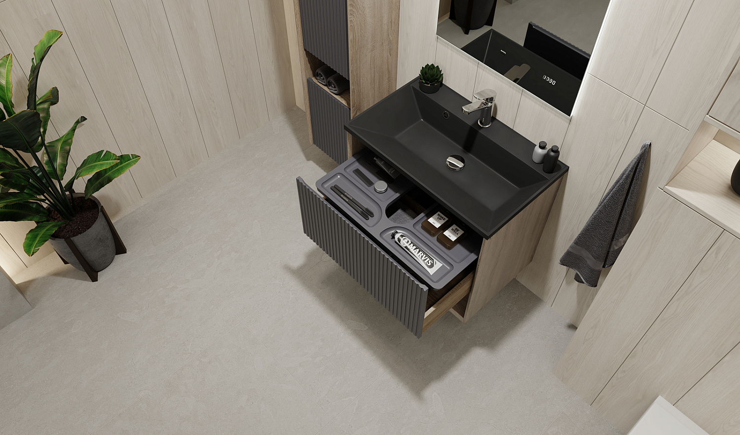 Комплект мебели Тоссони 70 подвесной Дуб Самдал/Антрацит