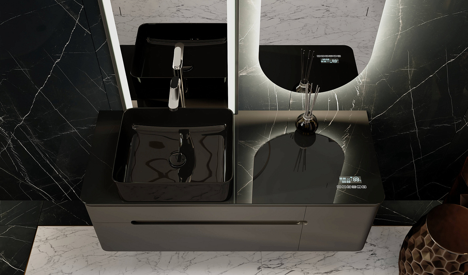 Тумба Сияние 120 с Музыкальным Модулем подвесная антрацит