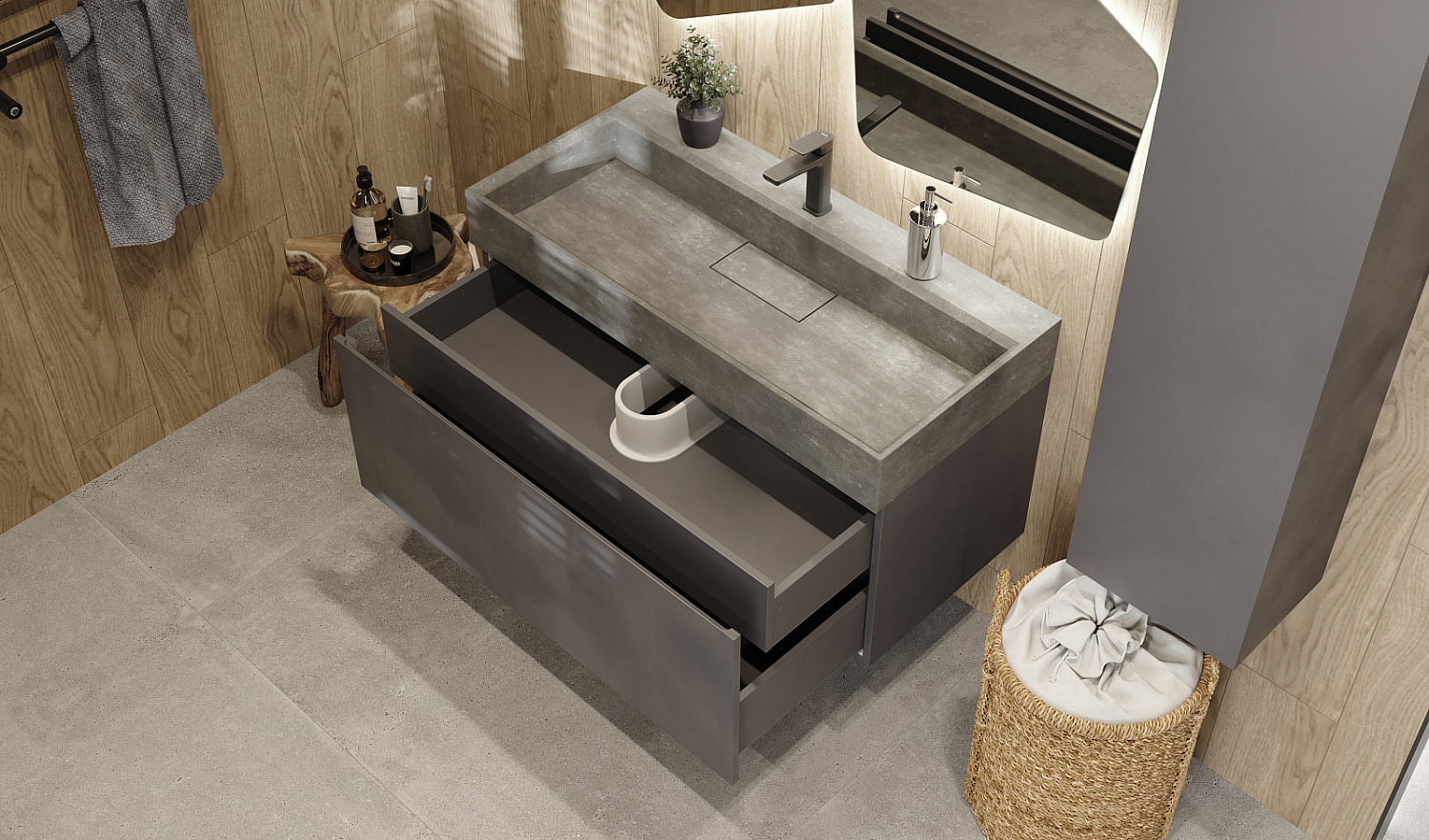 Комплект Фацет 100 подвесной, антрацит