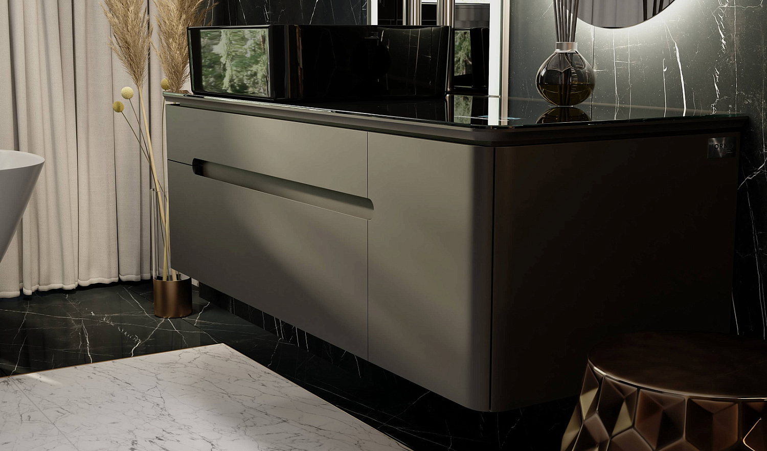 Тумба Сияние 120 с Музыкальным Модулем подвесная антрацит