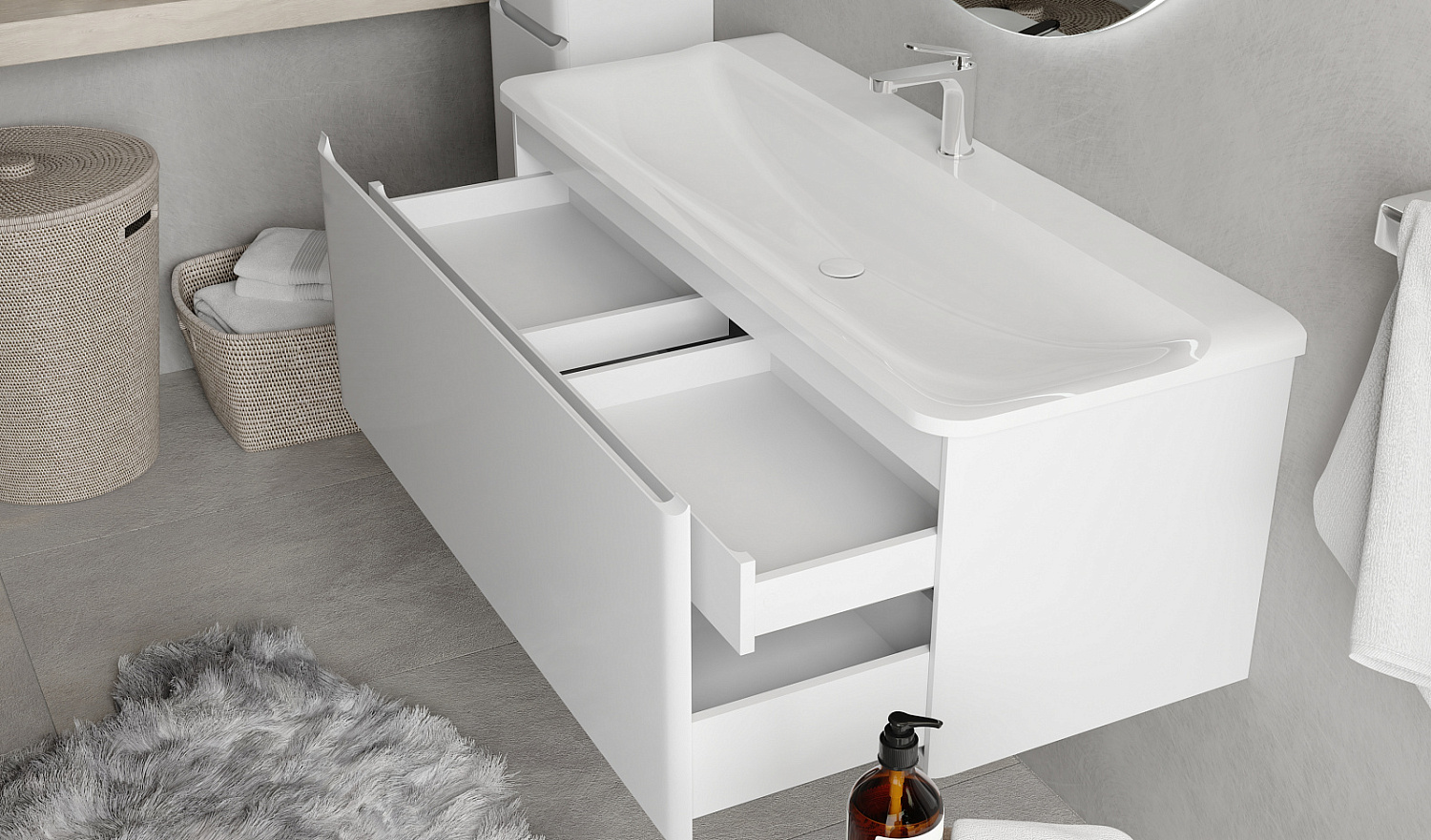 Тумба Вельто 120 подвесная белая