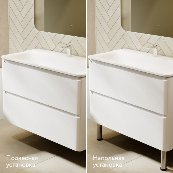 Тумба Вельто 100 с 2 ящ. подвесная белая