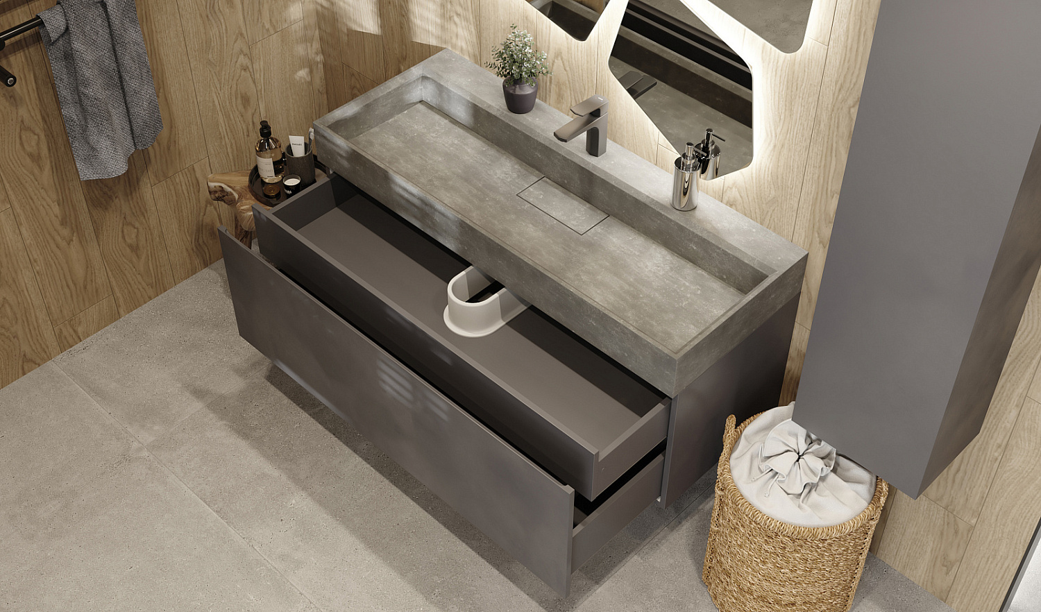 Тумба Фацет 120 подвесная, антрацит