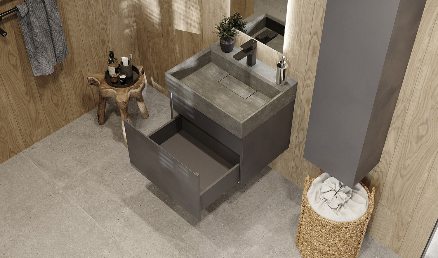 Тумба Фацет 60 подвесная, антрацит