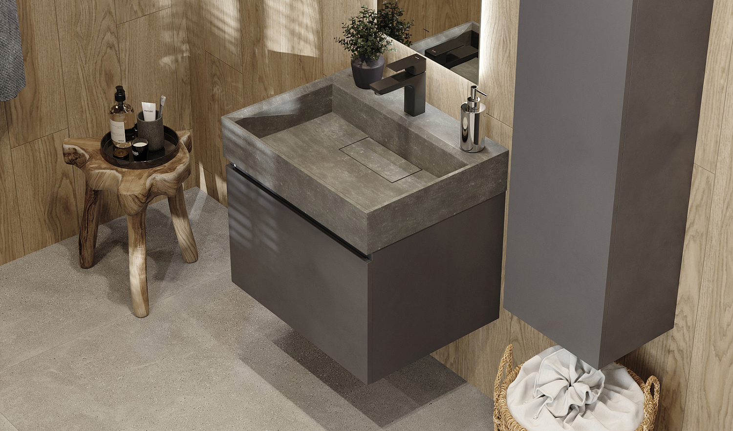 Тумба Фацет 60 подвесная, антрацит