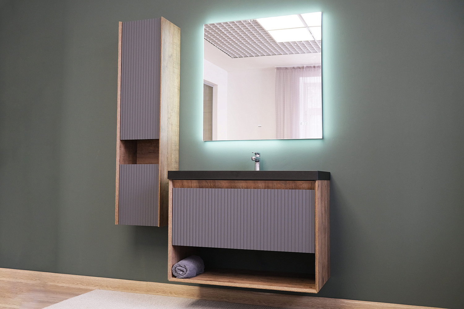 Пенал Тоссони 140 подвесной Сонома светлая/Белый