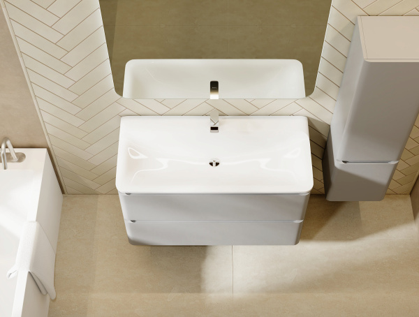 Тумба Вельто 100 с 2 ящ. подвесная светло-серая