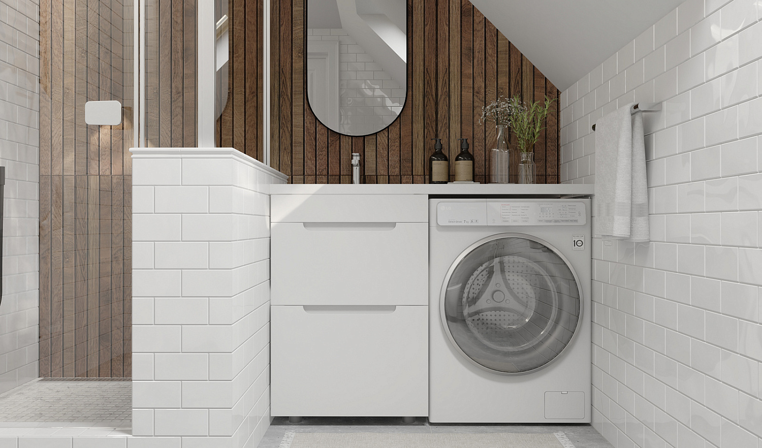 Тумба под стиральную машину Форте 120, напольная левая