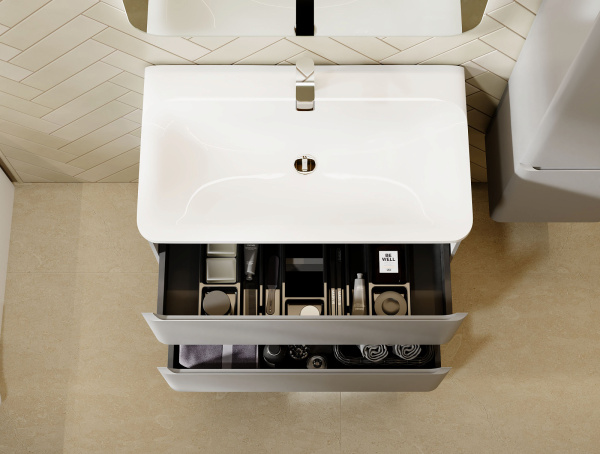 Комплект мебели Вельто 80 с 2 ящ. подвесной светло-серый