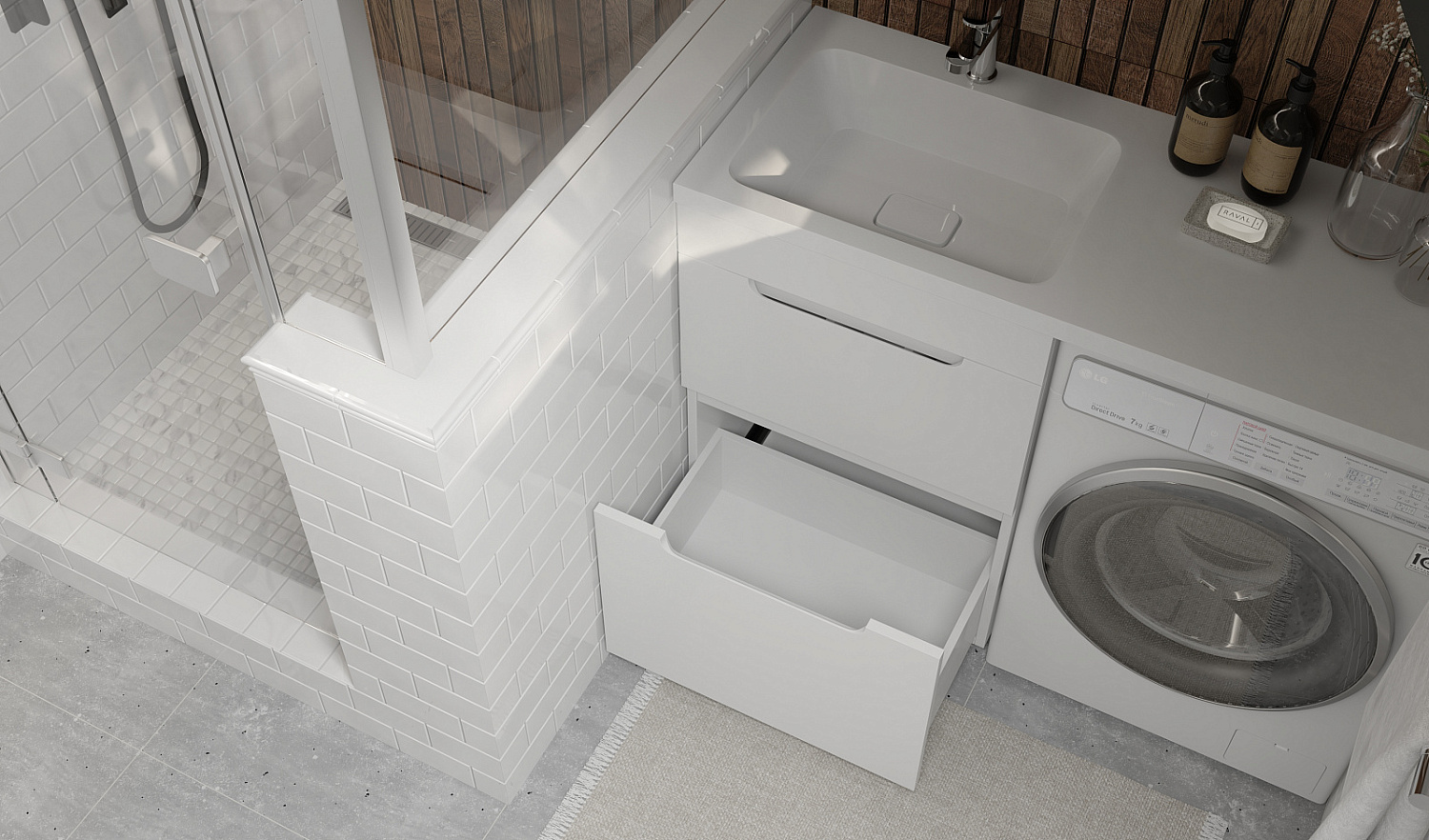 Тумба под стиральную машину Форте 120, напольная левая