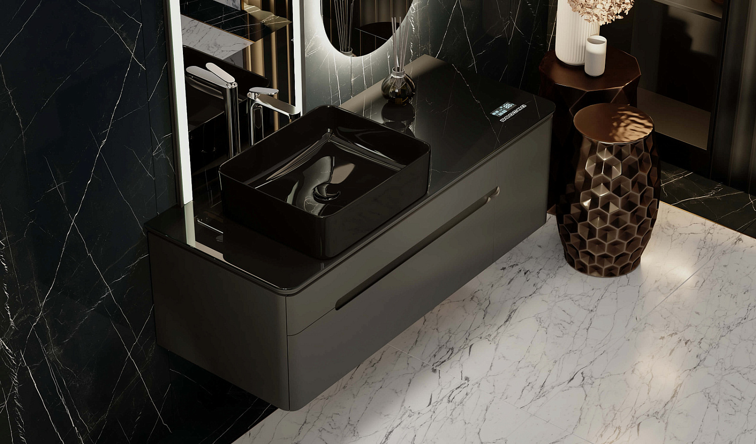 Тумба Сияние 120 с Музыкальным Модулем подвесная антрацит