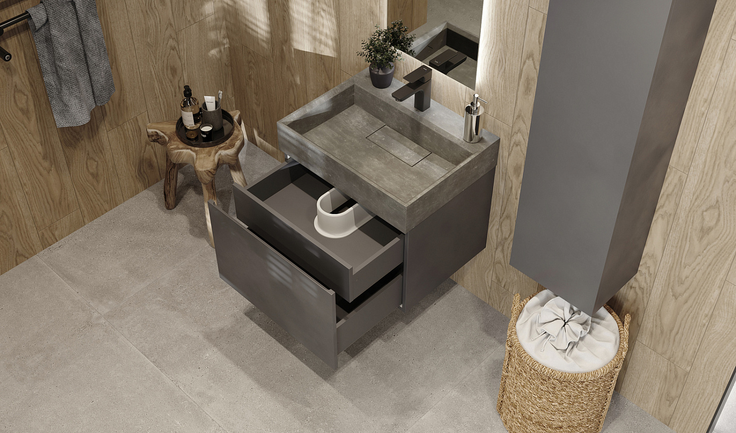 Тумба Фацет 60 подвесная, антрацит