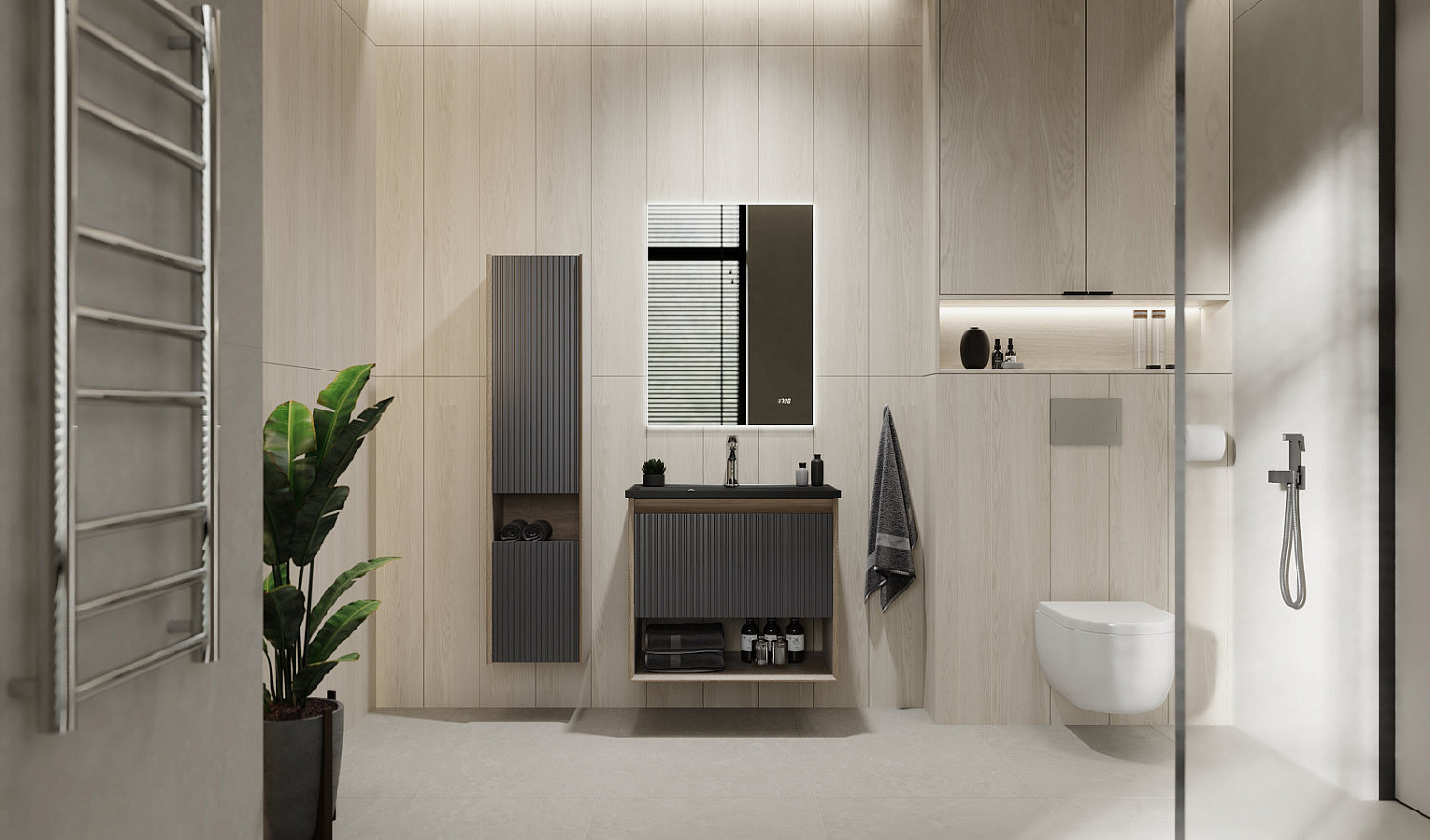 Комплект мебели Тоссони 70 подвесной Дуб Самдал/Антрацит