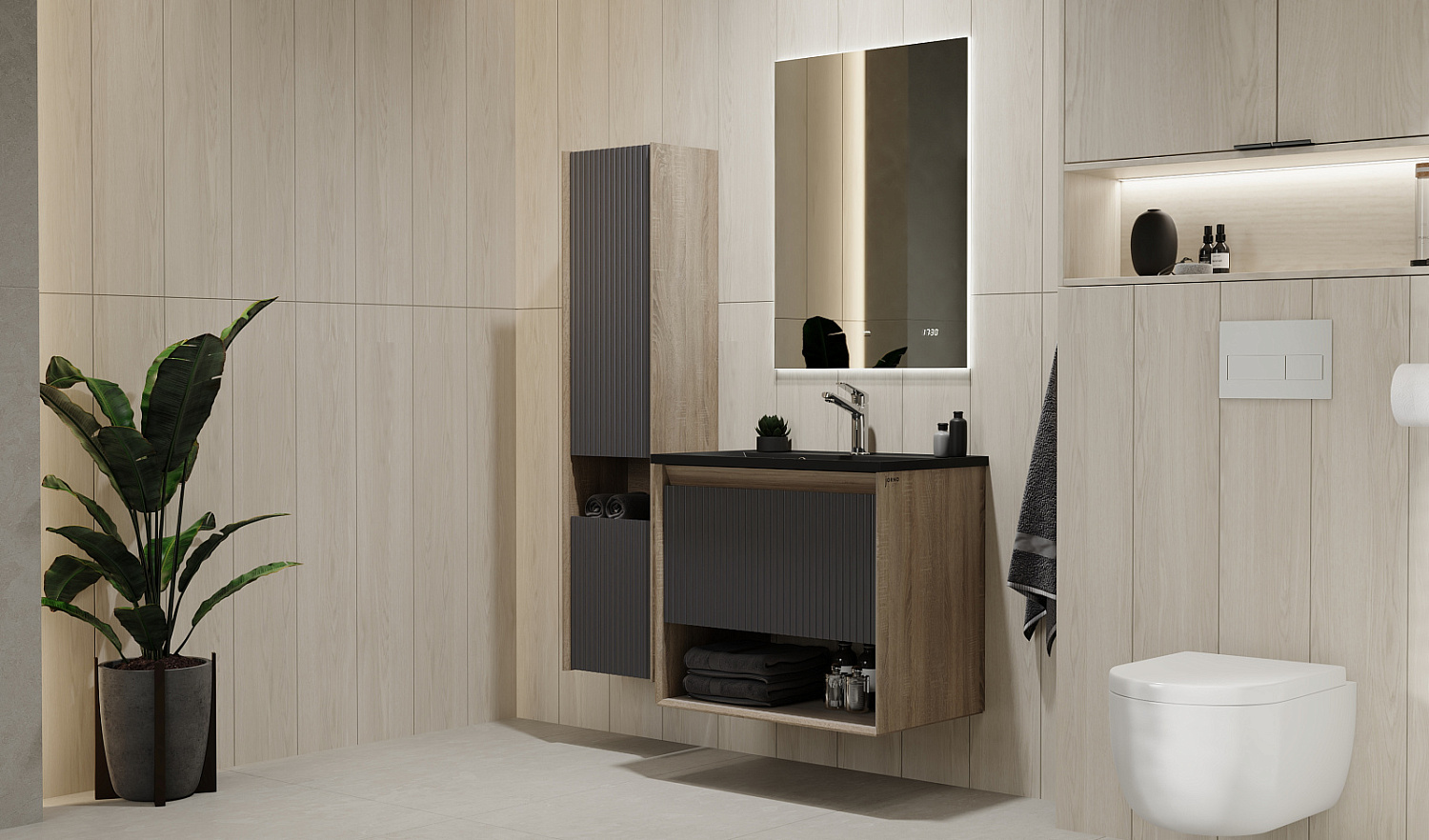 Комплект мебели Тоссони 70 подвесной Дуб Самдал/Антрацит