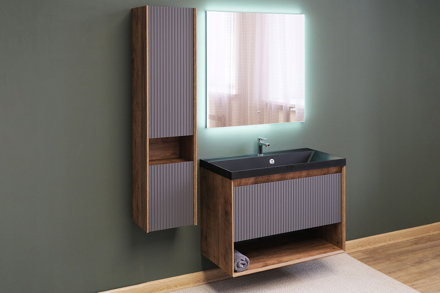 Пенал Тоссони 140 подвесной Дуб Самдал/Антрацит