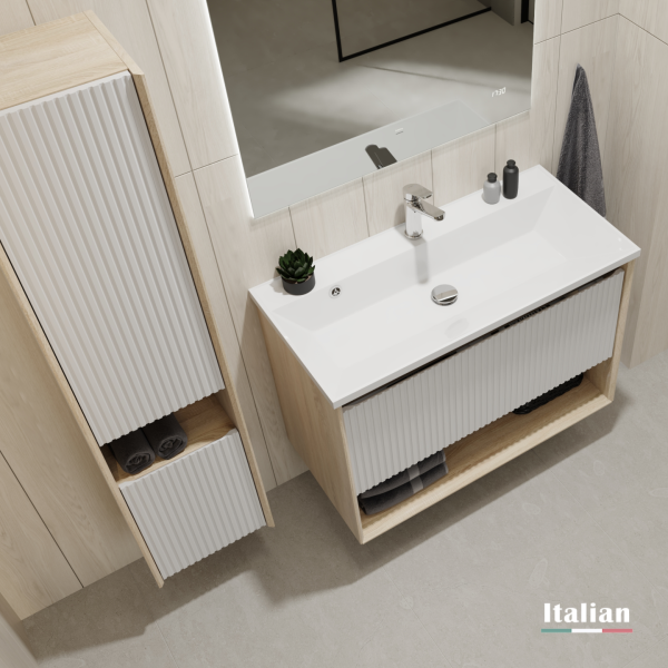 Пенал Тоссони 140 подвесной Сонома светлая/Белый