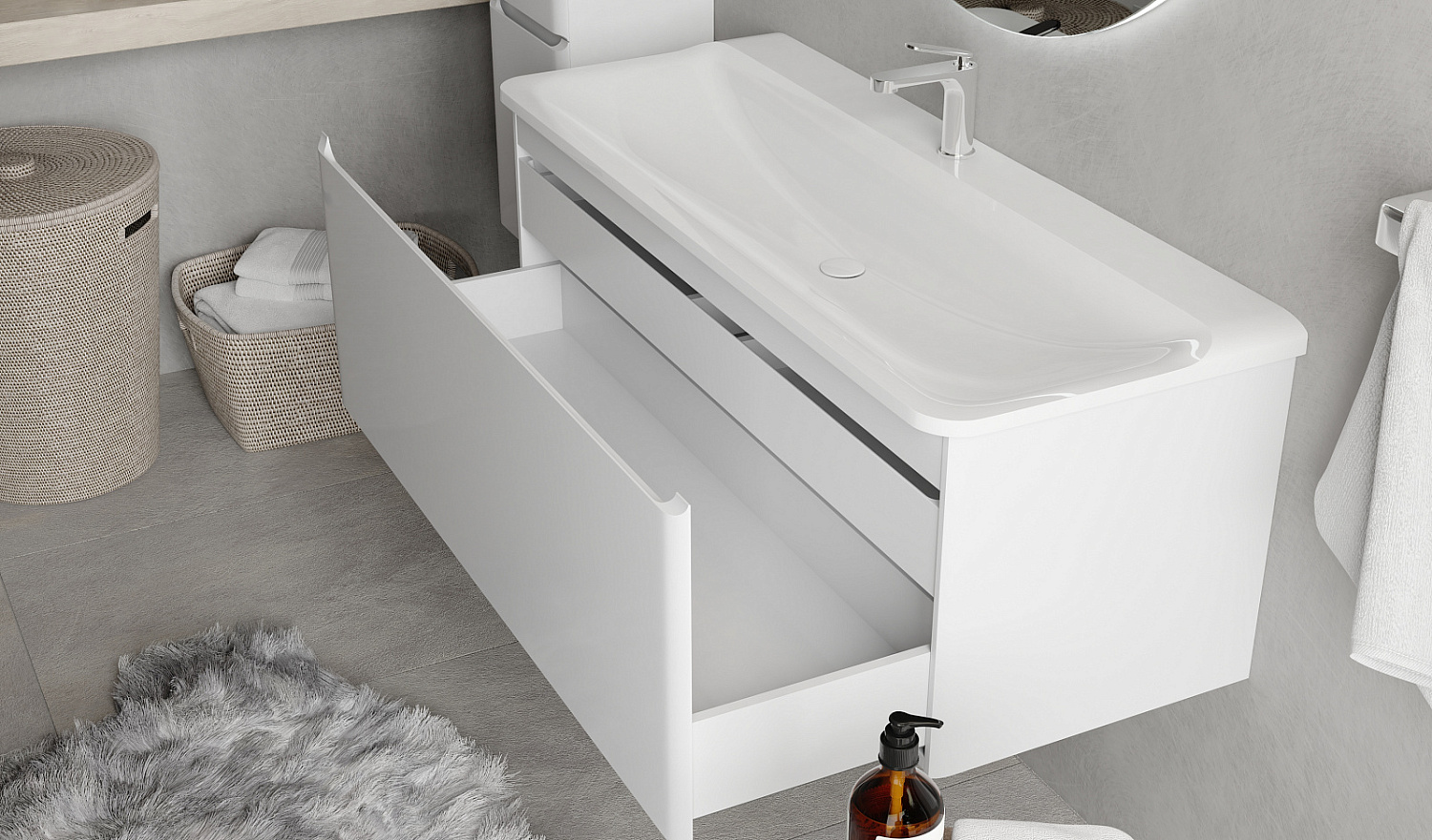 Тумба Вельто 120 подвесная белая