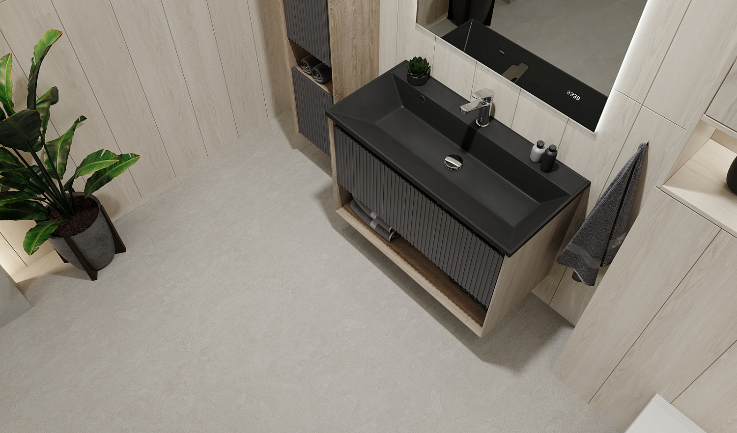 Комплект мебели Тоссони 90 подвесной Дуб Самдал/Антрацит