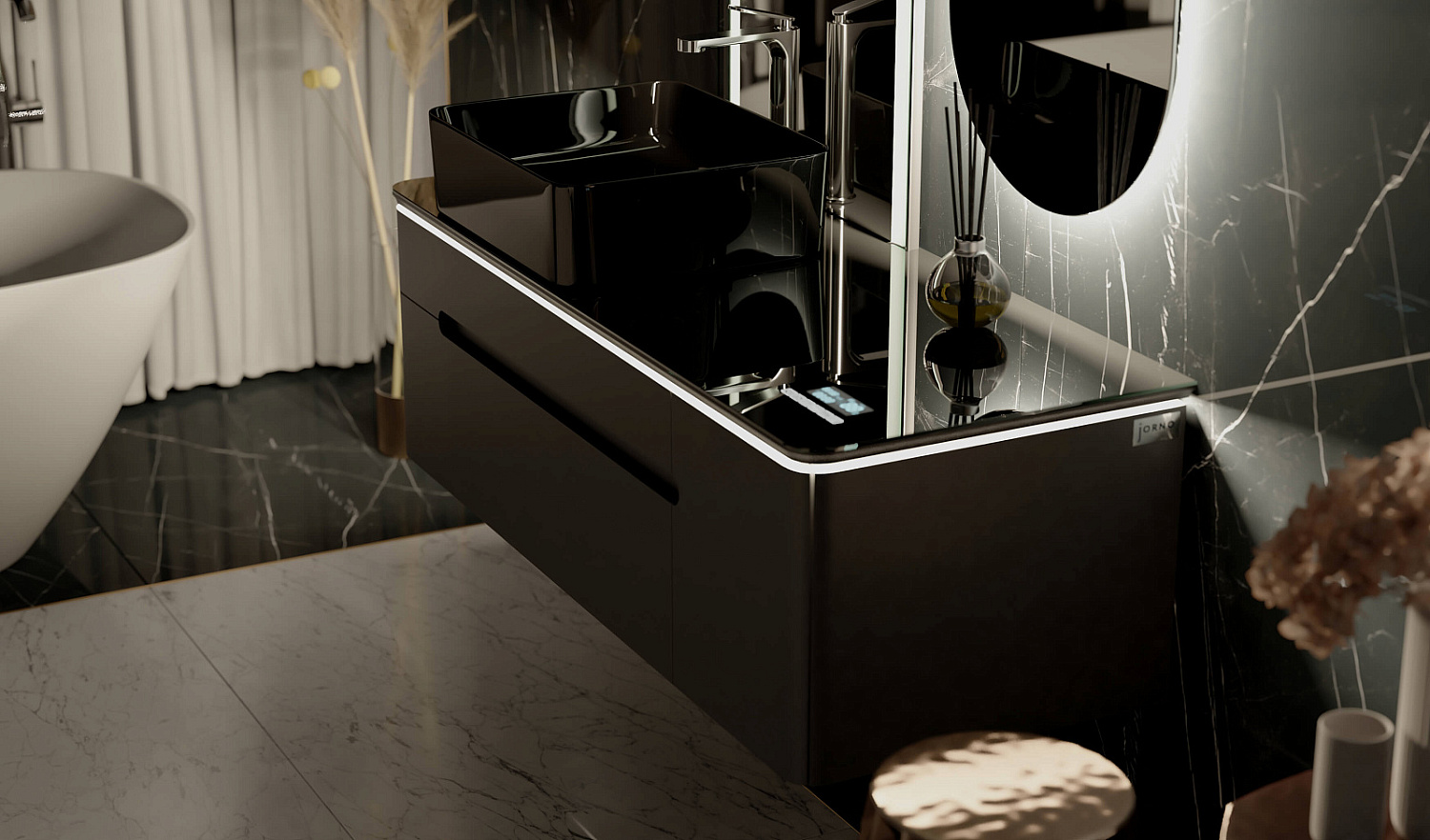 Тумба Сияние 120 с Музыкальным Модулем подвесная антрацит