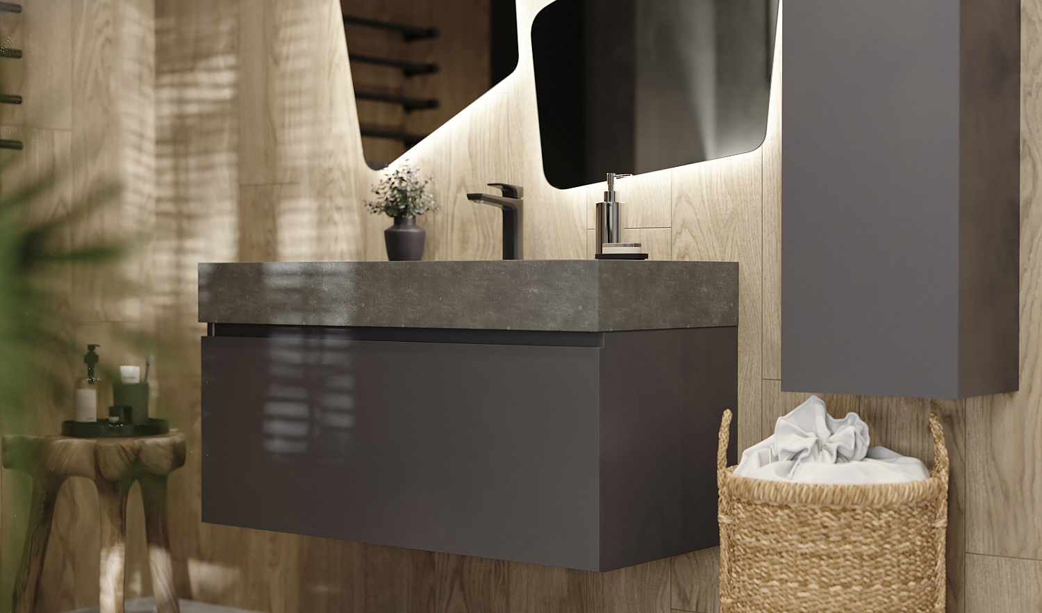 Тумба Фацет 100 подвесная, антрацит