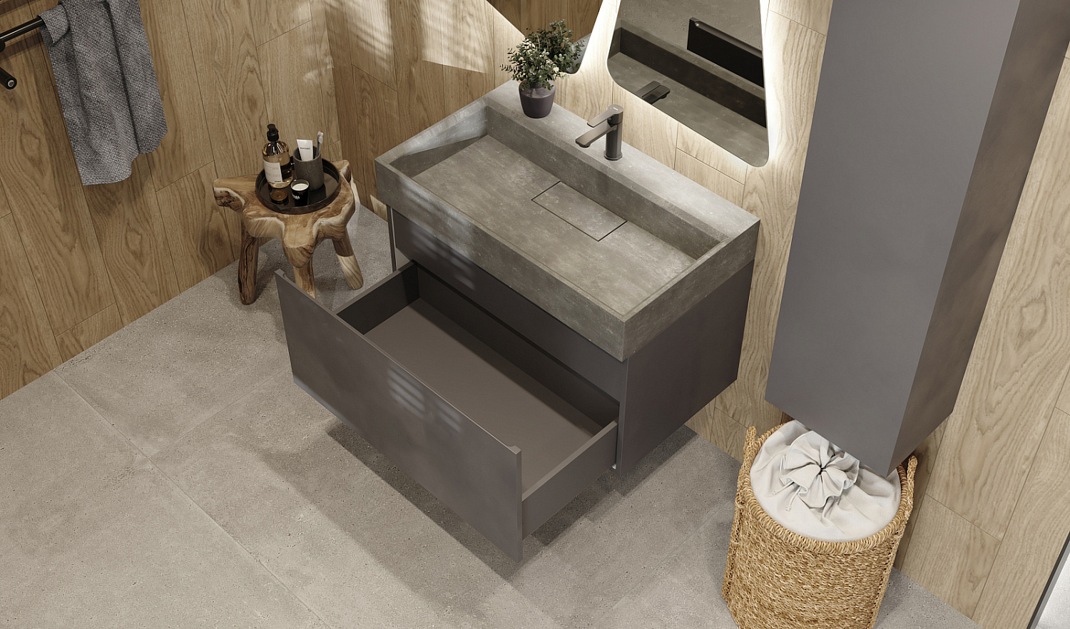 Тумба Фацет 80 подвесная, антрацит