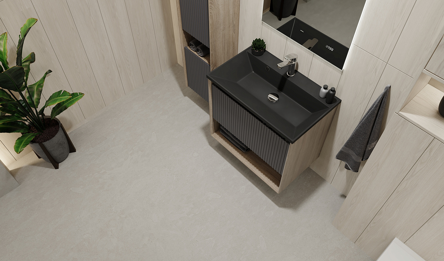 Комплект мебели Тоссони 70 подвесной Дуб Самдал/Антрацит