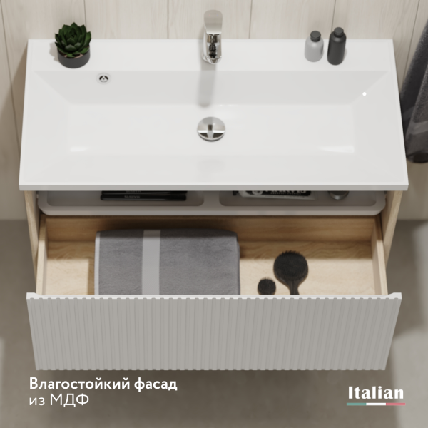 Комплект мебели Тоссони 90 подвесной Сонома светлая/Белый